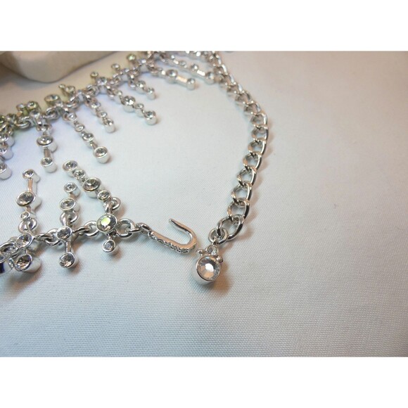 SET VTG ST. JOHN Silver Swarovski Crystal Choker Necklace Earrings  2000 Bridal - Picture 11 of 11